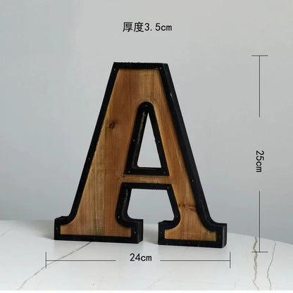 Industrial Style Uppercase English Letter Combination Distressed Solid Wood Bar Ornaments Cafe Shop Logo Decor Desktop Crafts