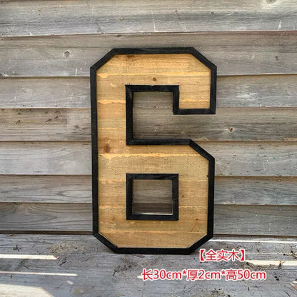 Uppercase English Letter Combination Distressed Solid Wood Bar Ornaments Cafe Shop Logo Decor Desktop Crafts Art Decoration