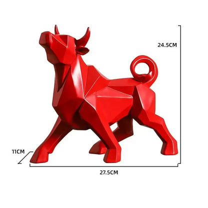 YuryFvna Morden Geometric Bull Statue Ornament Cafe Cattle Sculptures Animal Figurines Abstract Hotel Home Decoration