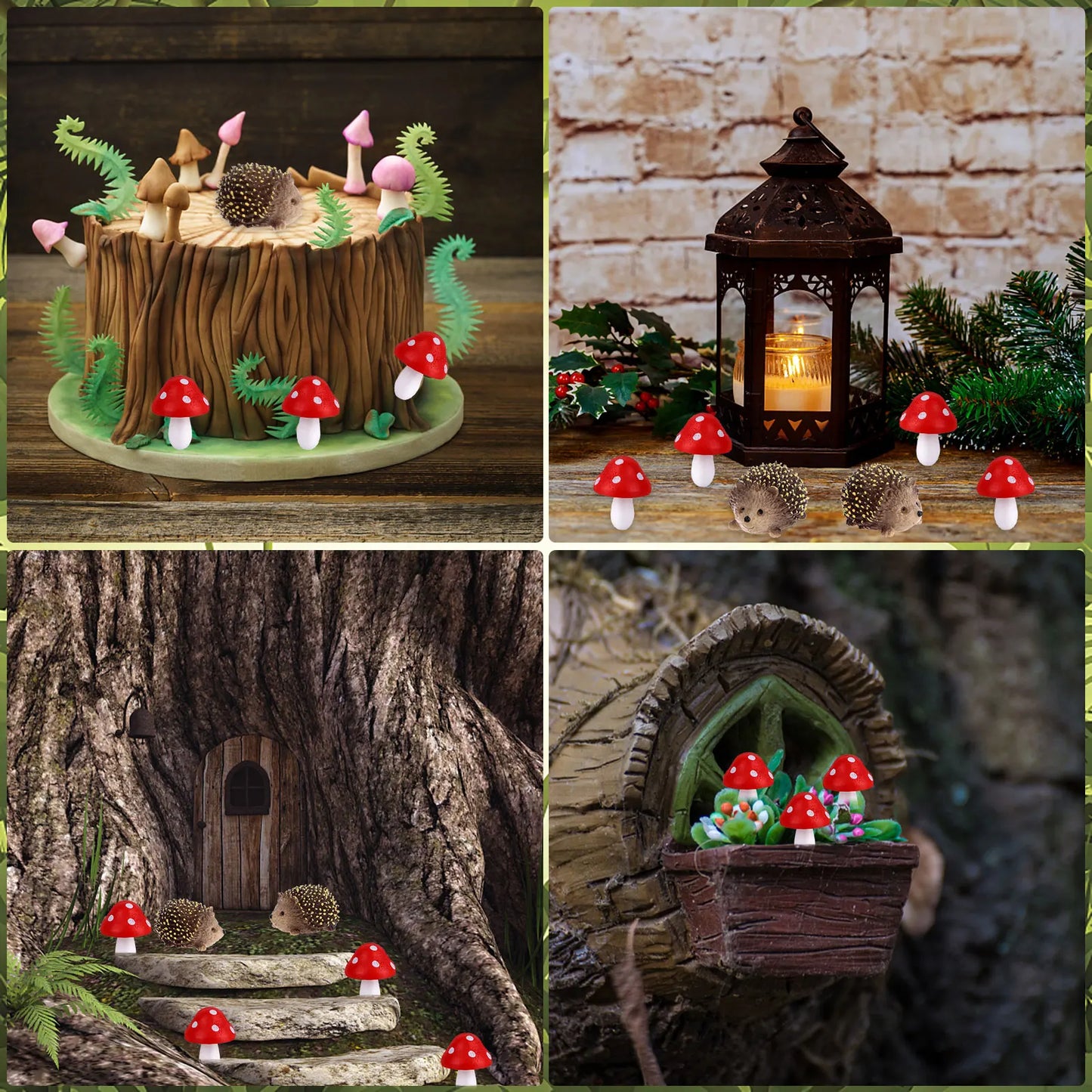 3/5/8PCS Resin Hedgehogs & Mushroom Miniature Fairy Outdoor Animals Figurines for Plant Pots Bonsai Craft Decor Garden Supplies