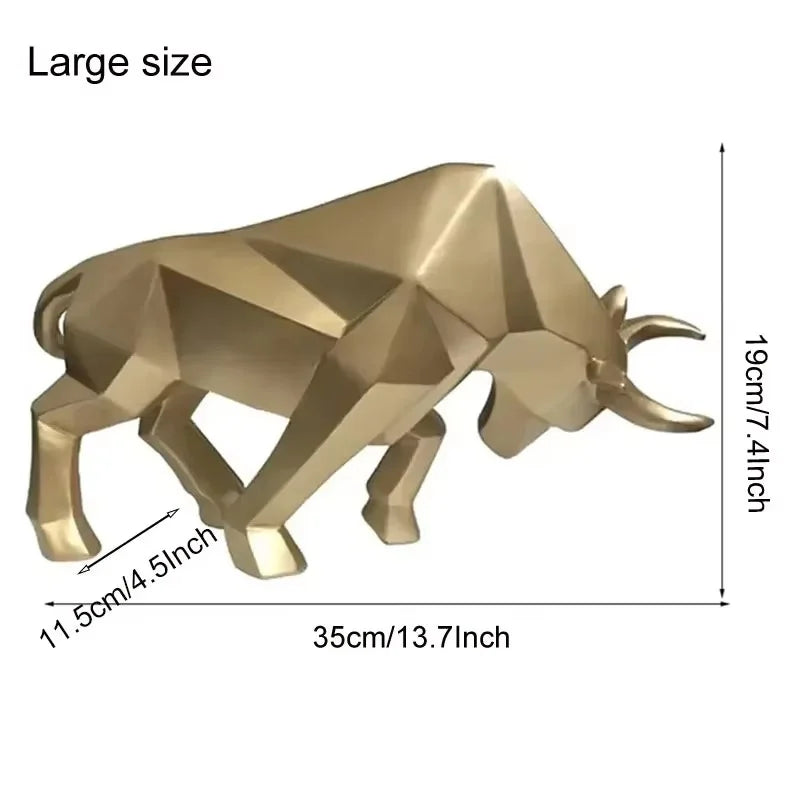 YuryFvna Morden Geometric Bull Statue Ornament Cafe Cattle Sculptures Animal Figurines Abstract Hotel Home Decoration