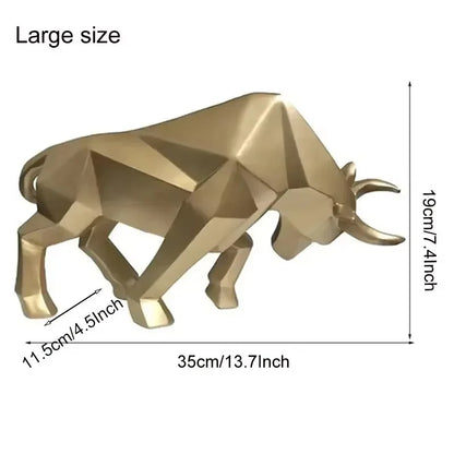 YuryFvna Morden Geometric Bull Statue Ornament Cafe Cattle Sculptures Animal Figurines Abstract Hotel Home Decoration
