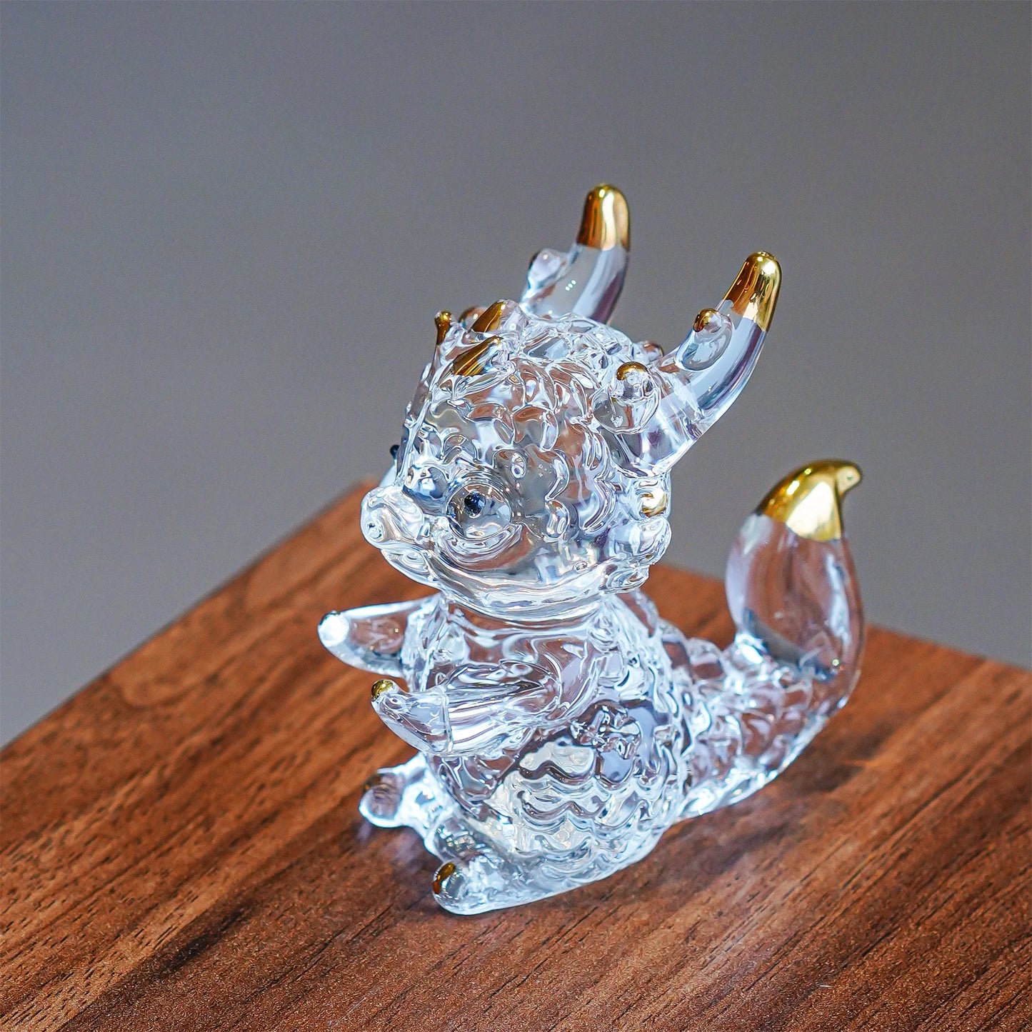 H&D 3inch Crystal Dragon Figurine Collectibles Art Glass Animal Ornament Decoration for Office Table Home Bedroom