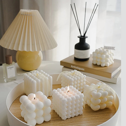 Rubik's Cube Scented Aromatic Candles Soy Wax Candles White English Pear & Freesia Aromatherapy Candle Wedding Home Decoration