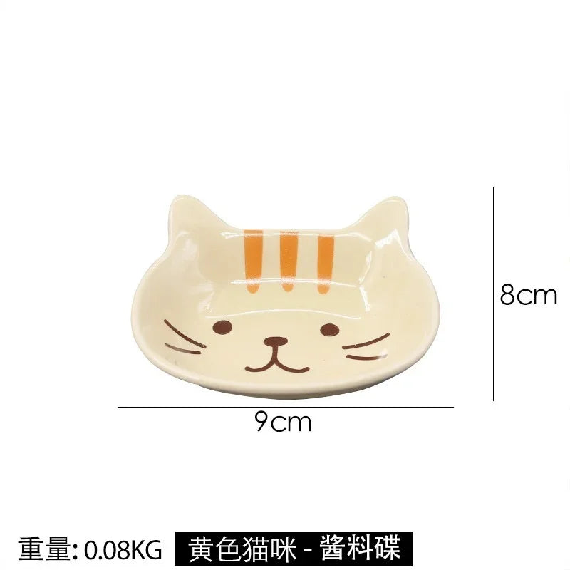 Plat japonais pour chat mignon, plat d'assaisonnement créatif en céramique, soucoupe à tremper en porcelaine, assiette à collation, fournitures de cuisine, vaisselle