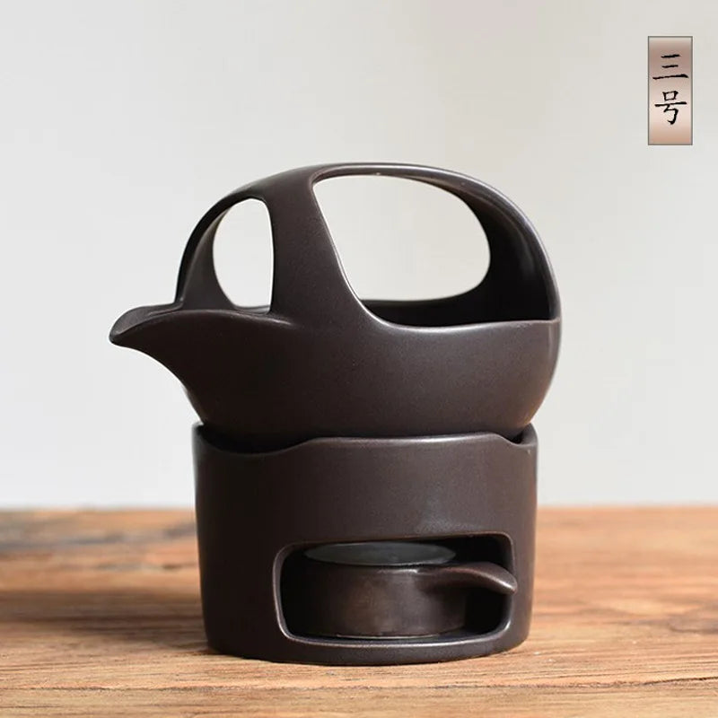 Japanese Retro Tea Roaster Fashioned Ceramics Candle Holder Heating Tea Warmer Pot Essential Oil Incense Burner