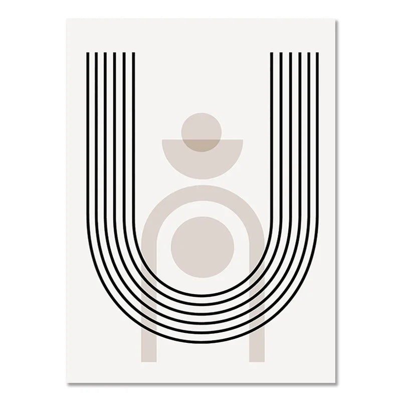 Abstract Boho Geometric Line Posters Black Beige Bohemian Wall Art Canvas Painting Print Picture for Living Room Home Decoration