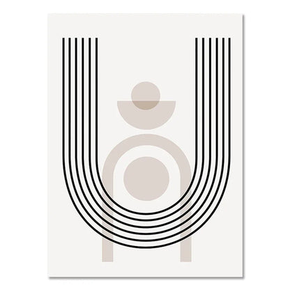 Abstract Boho Geometric Line Posters Black Beige Bohemian Wall Art Canvas Painting Print Picture for Living Room Home Decoration