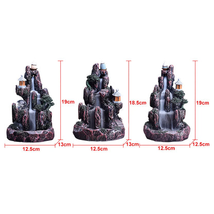 Home Decoration Resin Incense Burner Craft Teahouse Mountain River Backflow Incense Burner Living Room Flowing Water Accessories