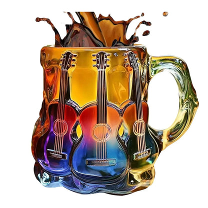 Personalized Creative Guitar Art Mug High-capacity Novelty Practical Coffee Mug Colorful Transparent Handicraft Ornament Cup