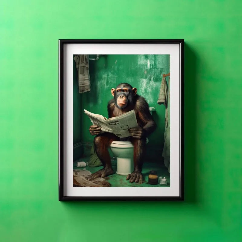 Chimpanzee Cat Dog Animal Funny Series Art Wall Picture For Bathroom Toilet Room Canvas Painting Print Posters Home Decor Gift