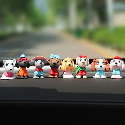 8 pcs/set Mini Dogs Figurines Cute Puppies Ornaments Fairy Garden Miniatures Cake Topper Car Home Decoration Accessories
