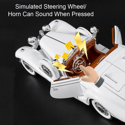 1:18 500K Toys Cars Alloy Diecast Models Wheel Steering Miniature Vintage Car Rubber Tires Light Sound Vehicles Boys Xmas Gifts