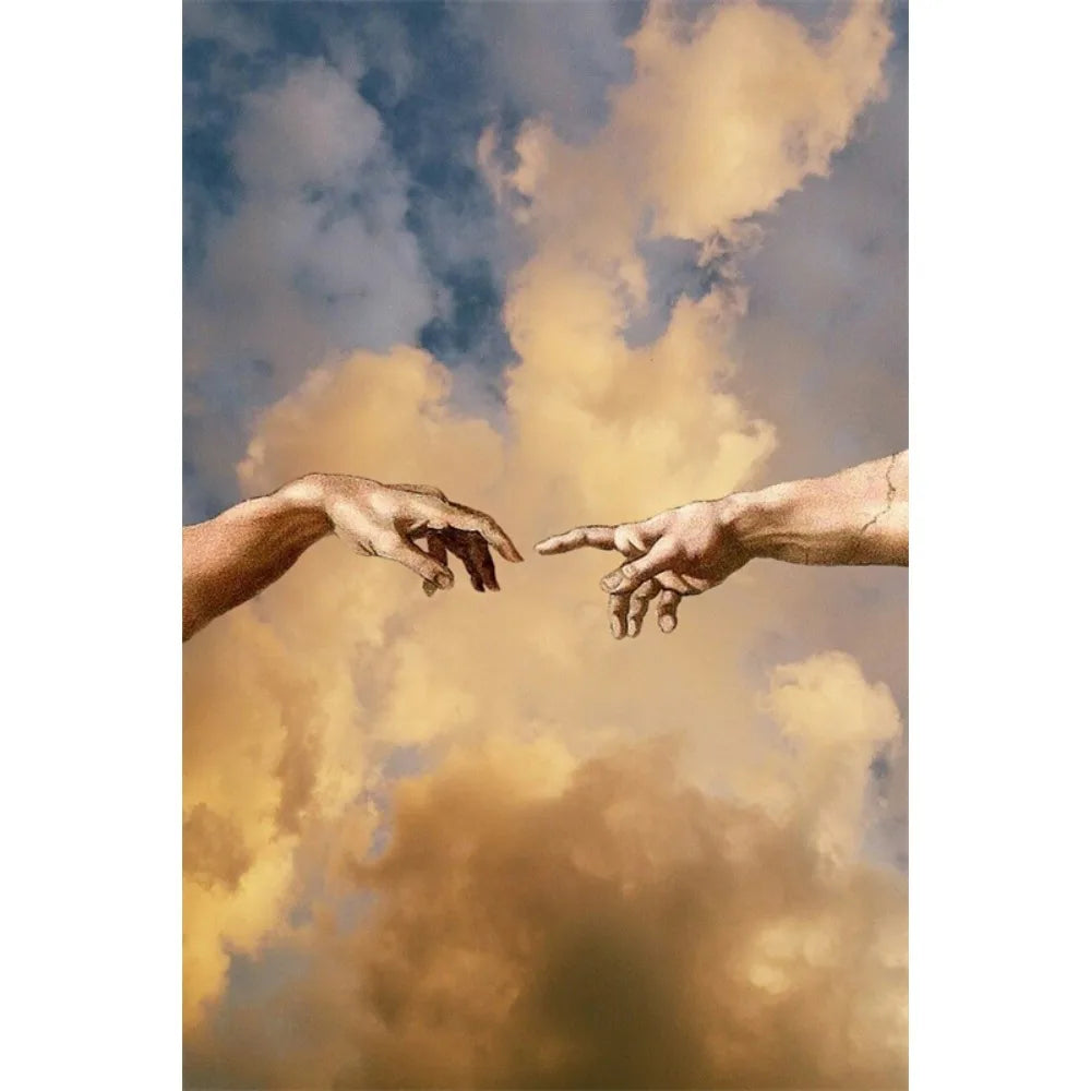 Hand of God and Adam Funny Toilet Paper Wash Room Bathroom Living Wall Art Home Decoration Retro Picture Canvas Painting Poster