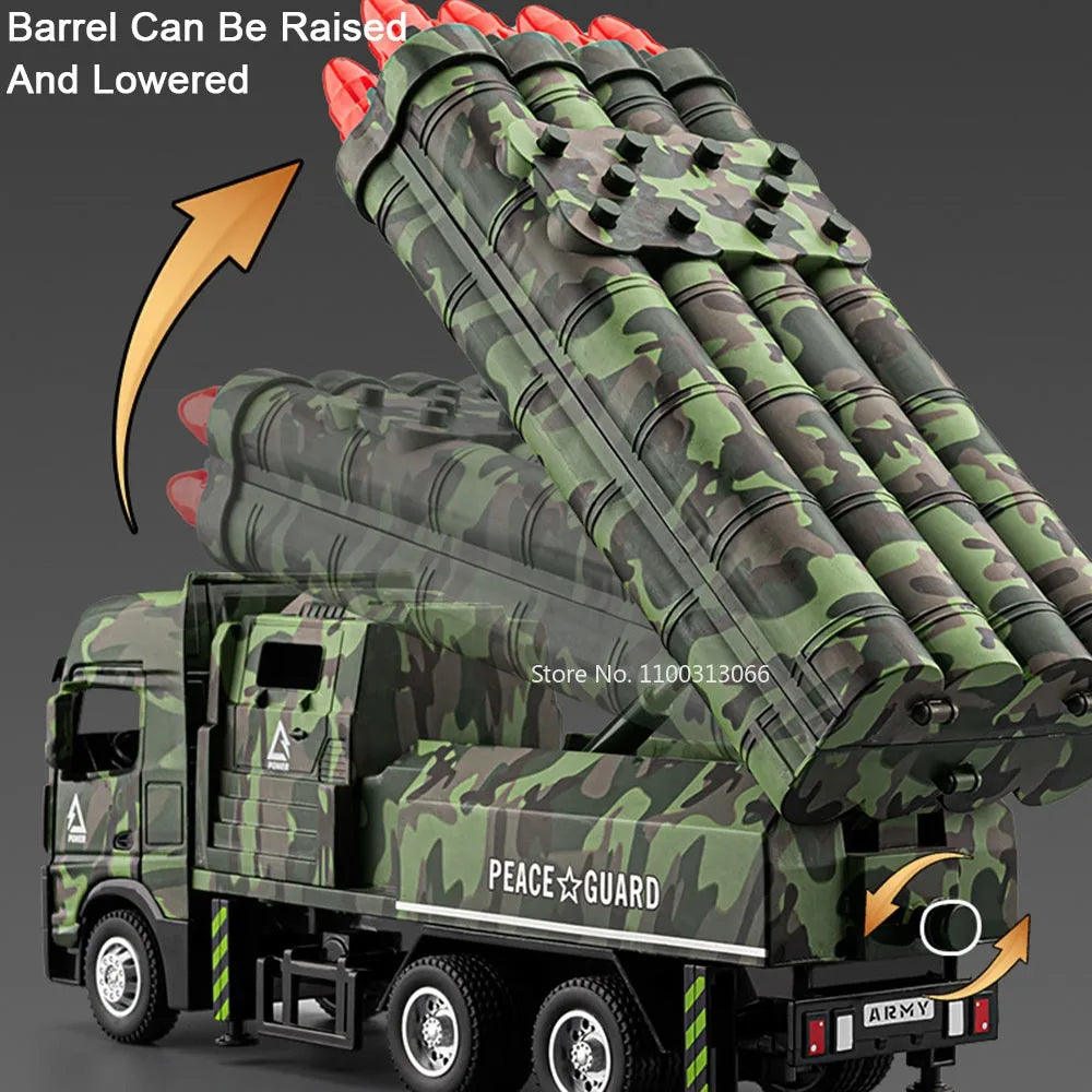 1:32 Intercontinental Missile Vehicles Toy Cars Models with Pull Back Light Sound Miniature Armored Car Boys Educational Toys