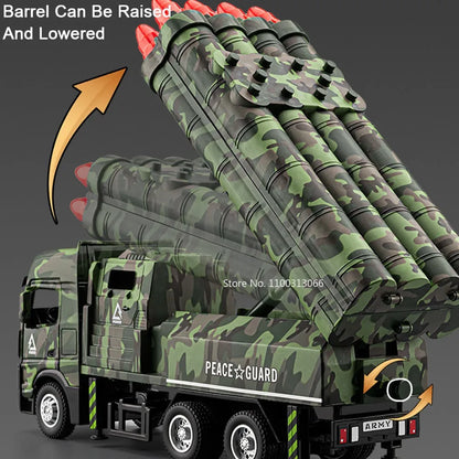 1:32 Intercontinental Missile Vehicles Toy Cars Models with Pull Back Light Sound Miniature Armored Car Boys Educational Toys