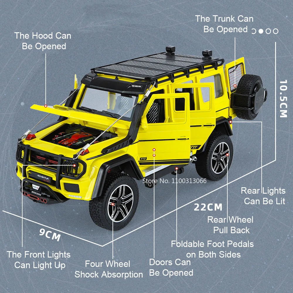 1:24 Metal G550 G800 Models Cars Toys Adventure Edition Light Sound Off-road Wheel Pull Back SUV Vehicle Children Birthday Gifts