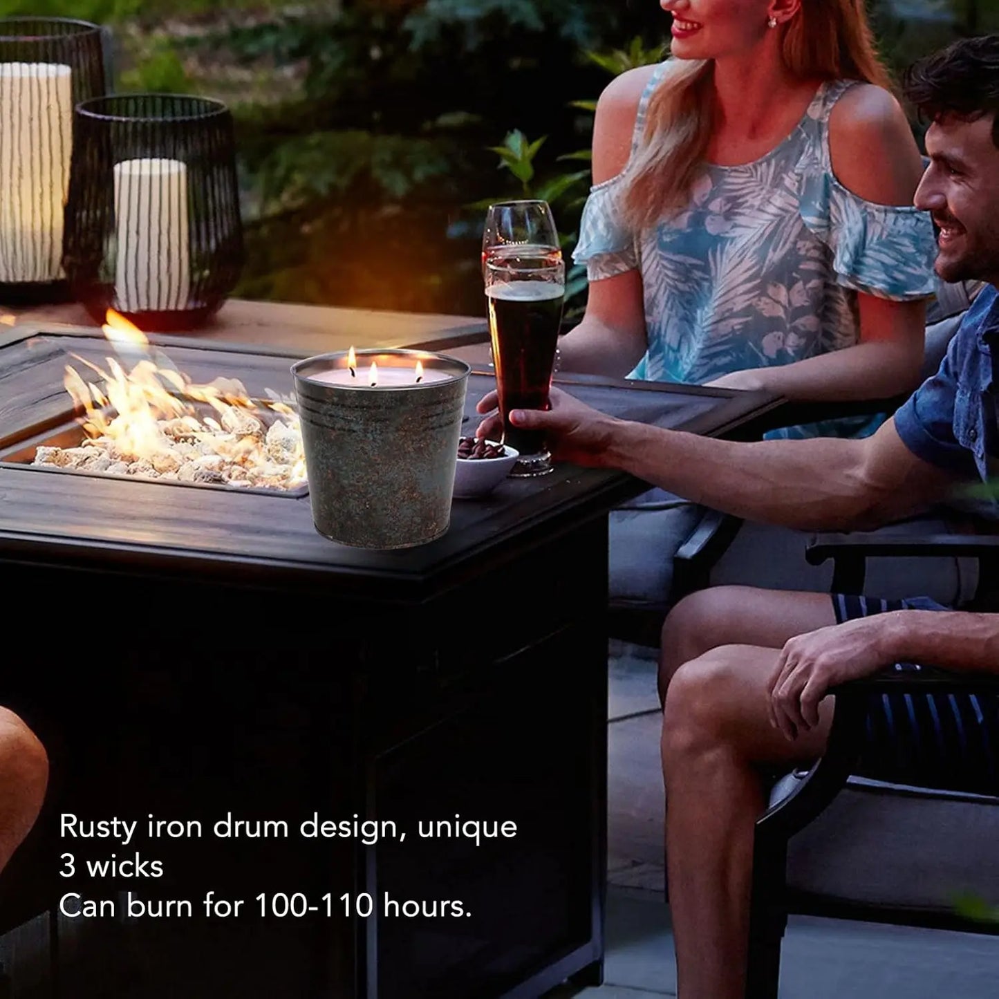 Citronella Candle Outdoor, 3 Wicks 20 OZ Smokeless Natural Smell Soy Wax Candle, 110hrs Burning Decorative Outdoor Candles