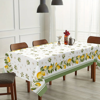 Lemon Floral Rectangle Tablecloth Holiday Home Party Decor Summer Flowers Leaves Plants Table Cloths Kitchen Dining Table Decor