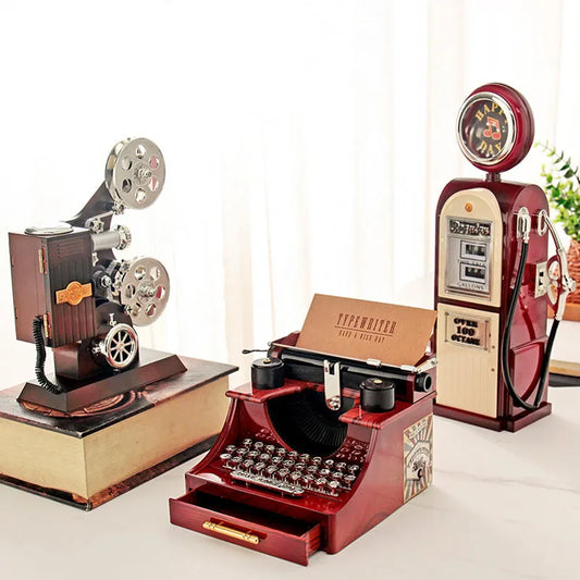 Retro Nostalgic Projector Typewriter Refueling Machine Music Box Music Box Creative Bar Cafe Desktop Decoration Ornaments