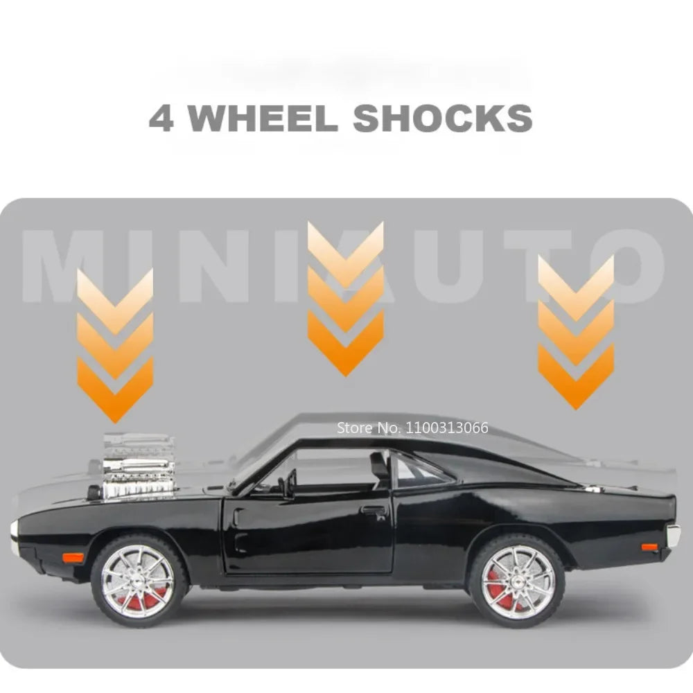 1:24 Scale Charger 1970 Alloy Car Model Toys Diecasts Metal High Simulation Vehicle with Sound and Light Car Toys Gifts for Boys