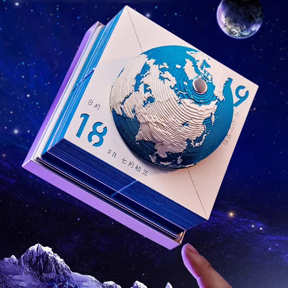 3D Notepad Stereo Earth Desk Calendar Memo Pad Earth Model Sculpture Gift 3D Memo Pad Block Notes Offices Paper Notes Decor