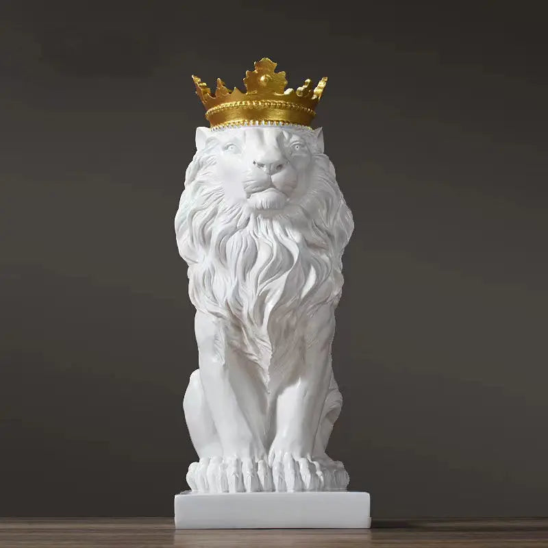 Lion Animal Figurines Resin Crown Lions Statue Handmade Artwork Gift Home Office Decor Ornament Living Room Desk Home Decor