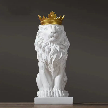 Lion Animal Figurines Resin Crown Lions Statue Handmade Artwork Gift Home Office Decor Ornament Living Room Desk Home Decor