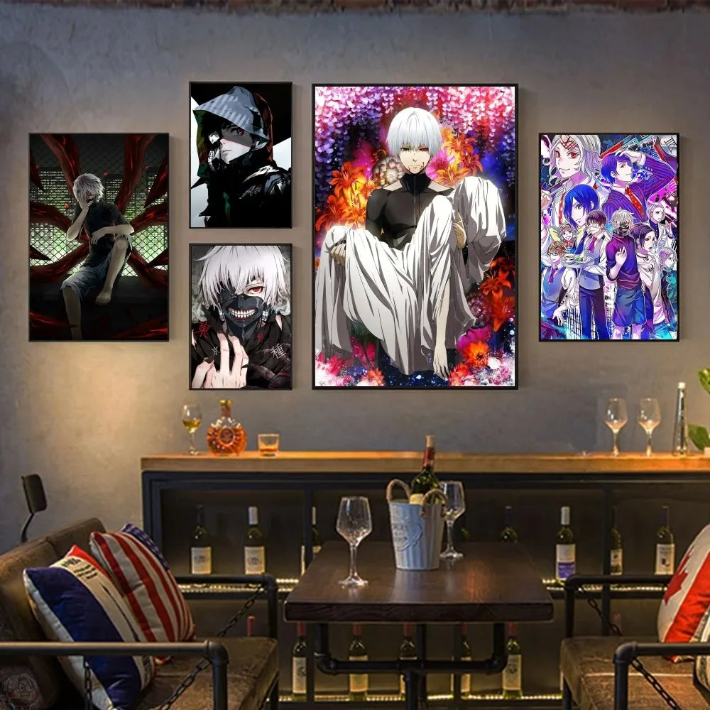 Affiche murale de dessin animé Tokyo Ghoul, décoration de maison, peinture numérique, salon, Restaurant, cuisine