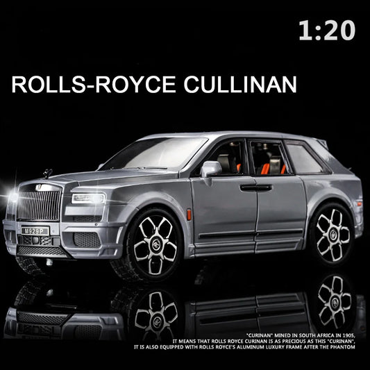 1:20 Rolls Royce Cullinan AE86 Cars Alloy Model Toy Light Sound Pull Back Miniature Vehicle Doors Opened Car Kids Xmas Gift