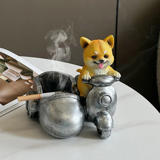 Creative Cute Motorcycle Ashtray Home Living Room Study Room Office Desk Dust Proof Decoration Ornament Gift