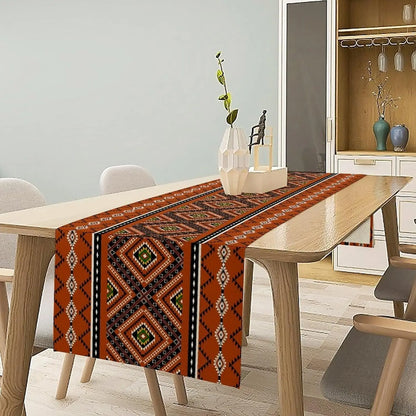 Aztec Ethnic Oriental Geometric Linen Table Runner Dresser Scarf Decor Navajo Orange Red Printed Table Runners Home Decorations