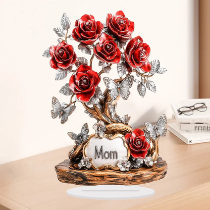 1pc 2D Flat Acrylic Sign Rose Flower Artwork Waterproof Collectible Decor Plaque Desk Bedroom Home Shelf Decor Mother's Day Gift