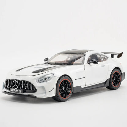 1:18 Scale Alloy GTR Car Model Diecast Toys Rubber Tire Light Sound Simulated Vehicles Models Wheel Pull Back Cars Boys Presents