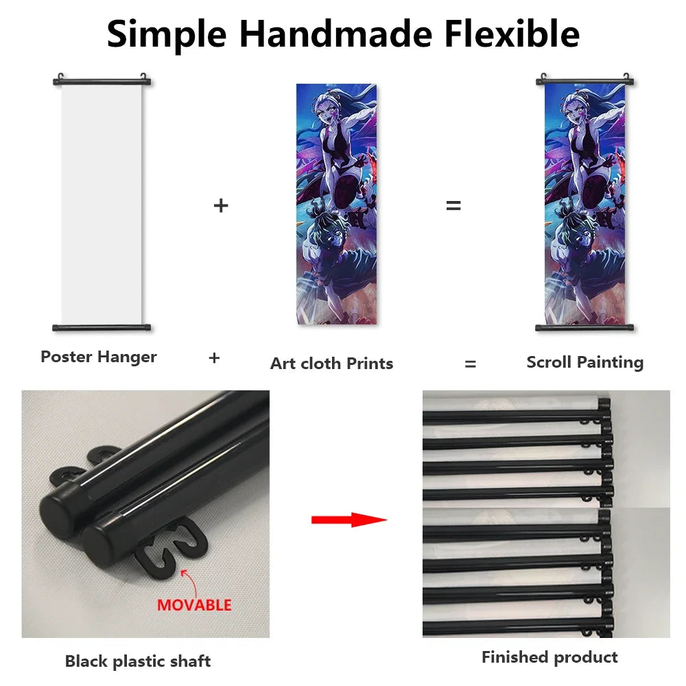 Demon Slayer Hashira Nezuko Agatsuma Zenitsu Inosuke Scroll Canvas Wall Hanging Painting Home Decor Anime Poster Wall Art Room