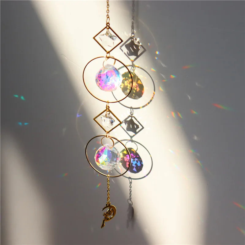 Sun Catcher Crystal Hanging Glass Prisms Suncatcher Wind Pendants Rainbow Maker Light Catcher for Home Window Garden Decorations
