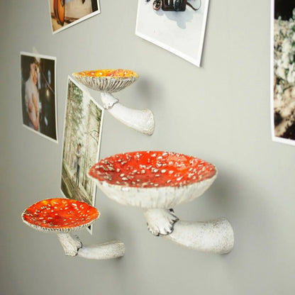 Étagère suspendue en forme de champignon, cadre de décoration en forme d'amanite, étagère flottante, 3 tailles, support de rangement mural suspendu, ornements de maison