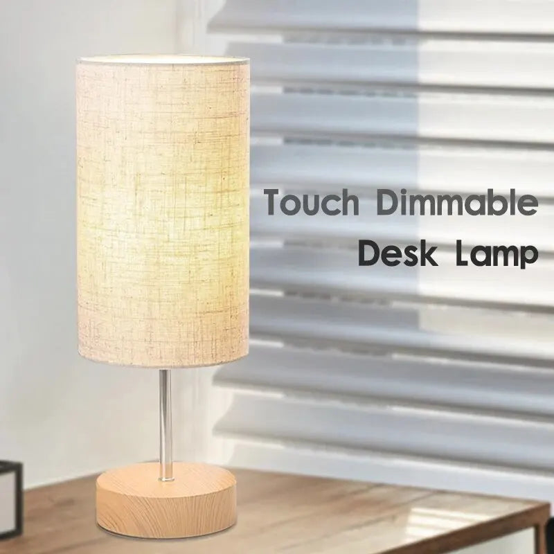 Modern Table Lamp DC5V Three Color Adjustable Temperature Linen Simple Bedside LED Desk Lamp For Bedroom Living Room Decoration