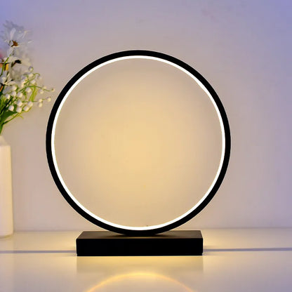 LED Table Lamp Bedroom Nordic Circular Desk Night Light for Living Room Bedside Round Reading Art Atmophere Decoration Dimmable
