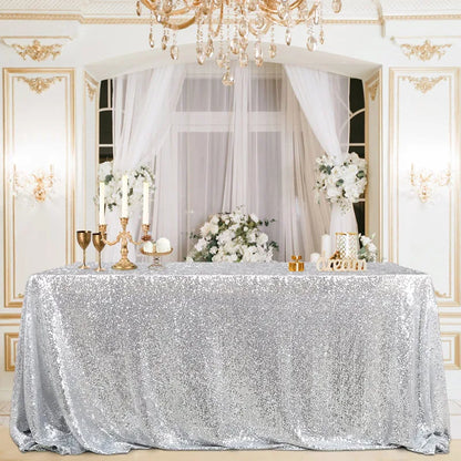 Gold Sequin Tablecloth 108x50 Inch-Rectangle Table Cover Overlay for Wedding Baby Birthday Cake Table Holiday Banquet Decoration
