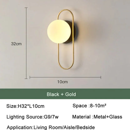 Black Gold  Indoor LED Wall Lamps with 9W G9 Bulb for Bedroom Nordic Switch LED Wall Lights Wall Sconce for Corridor Luminaire