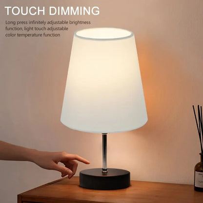 Modern Table Lamp DC5V Three Color Adjustable Temperature Linen Simple Bedside LED Desk Lamp For Bedroom Living Room Decoration