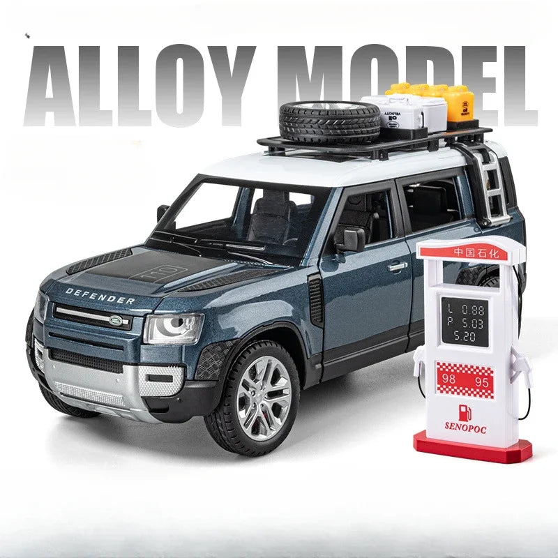 1:24 Land Rover Defender Model Car Toy Alloy Diecast Metal SUV Car Model with Removable Tools Off Road Vehicle for Boy Toys Gift