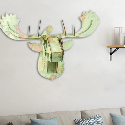 Deer head wall sculpture home decoration day 3d puzzle art statue christmas