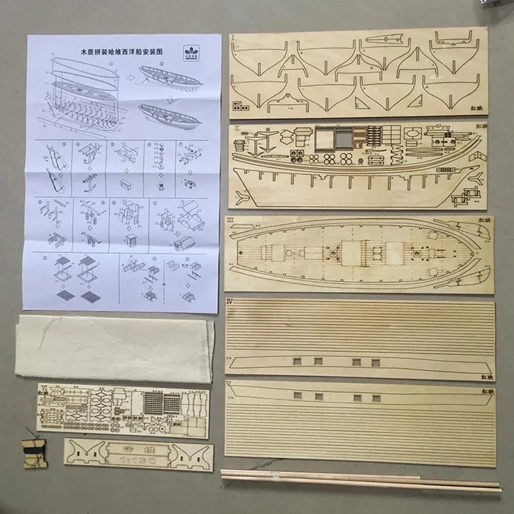Assembling Building Kits Ship Model Wooden Sailboat Toys Harvey Sailing  Assembled  Kit DIY