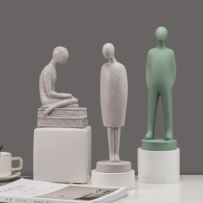 ARTLOVIN Abstract People Statue Tabletop Resin Figures Reading Sculptures Modern White Home Decoration Ornaments Vintage Grey