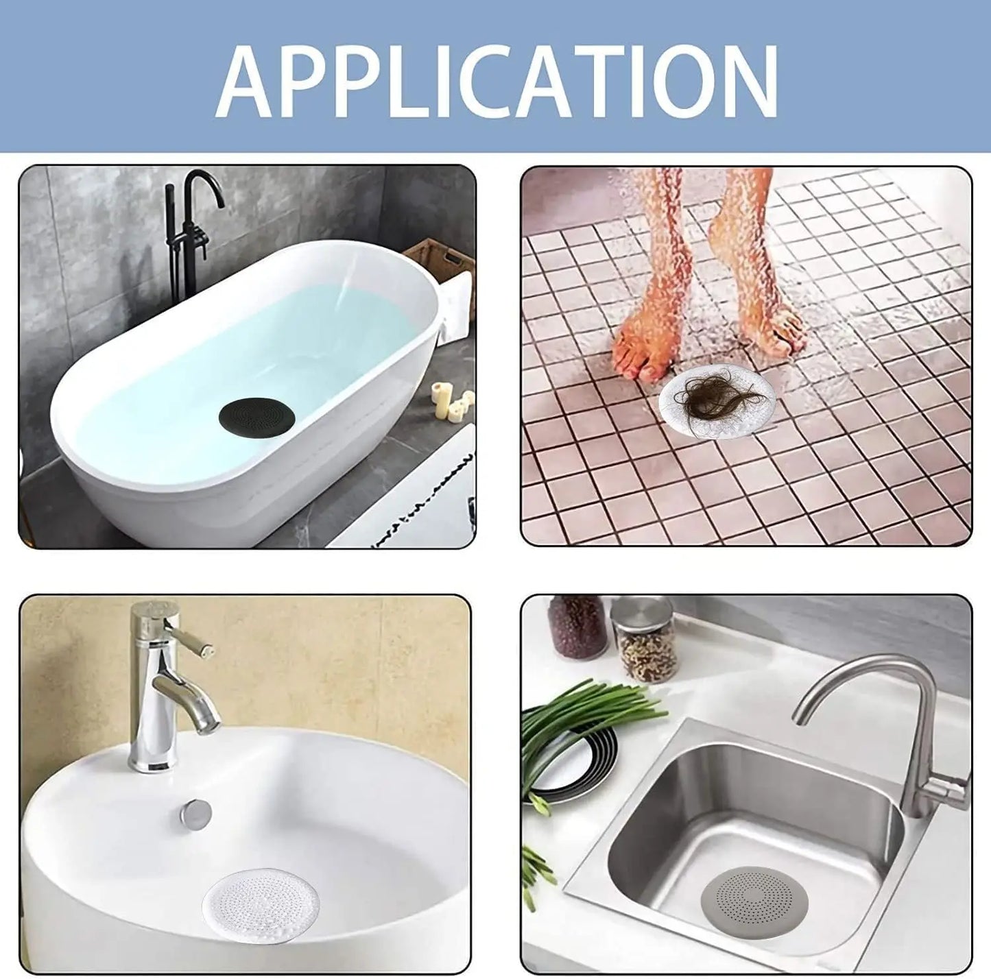 6 Pack Hair Sink Filter Shower Drain Hair Catcher Silicone Sink Strainer Anti-blocking Hair Stopper Kitchen Bathroom Accessories