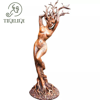 Forest Goddess Statue Outdoor Decorations For Garden Sculptures Tree God Simulation Wood Resin Figurines Decor Ornaments Crafts