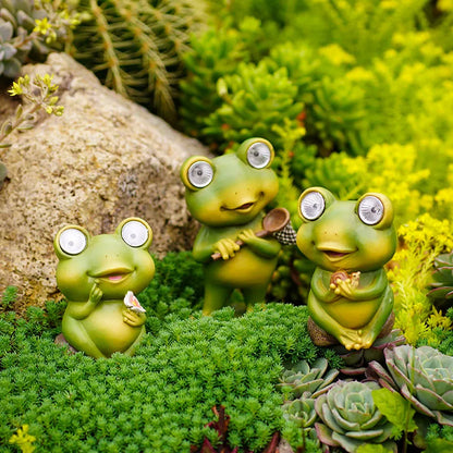 NORTHEUINS Harz Mini Frosch Figuren Solar Licht Dekorative Tier Statuen Countryard Pastoralen Garten Landschaft Dekor Zubehör