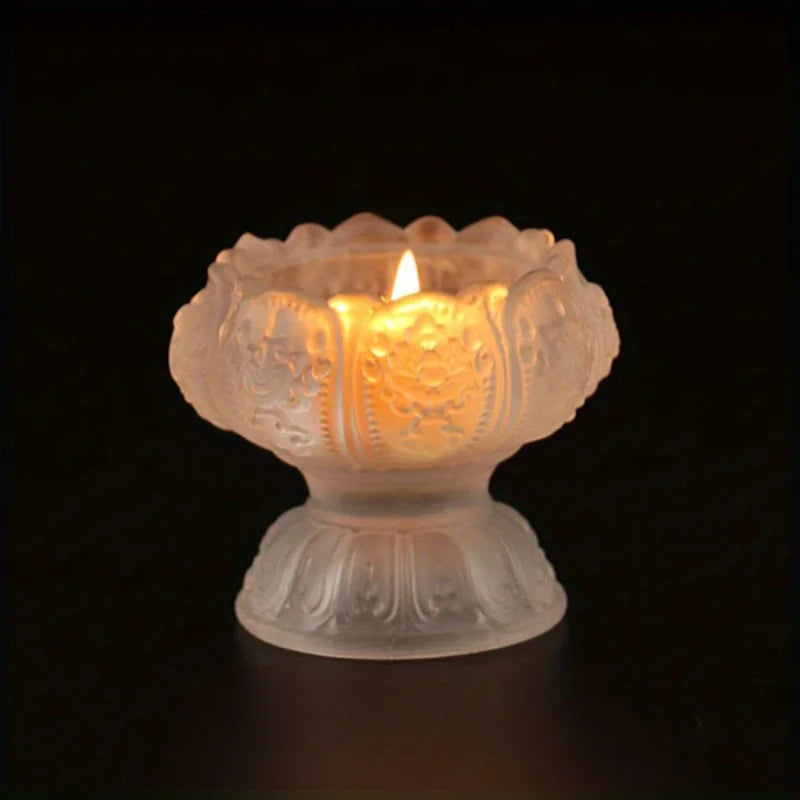 1PC Lifo Candlestick Glazed Handicraft Decoration Auspicious Butter Lamp Holder Candlestick Home Decoration Accessories